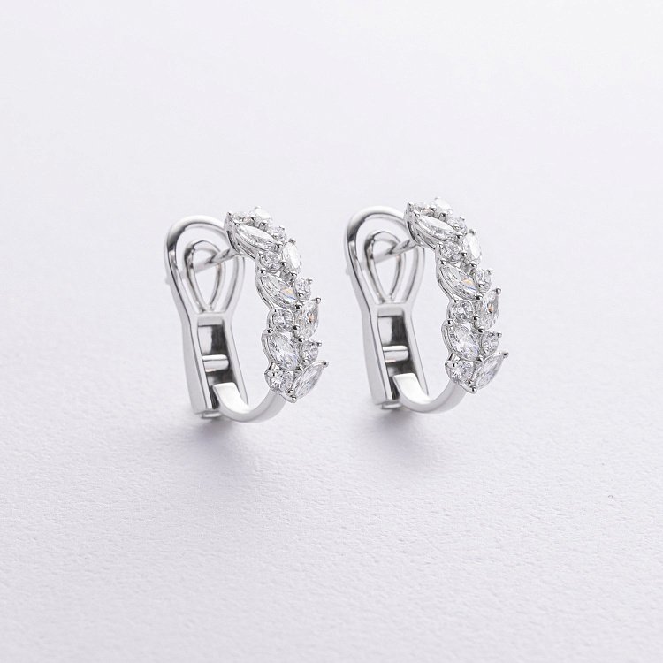 Золоті сережки "Колоски" з діамантом сб0594nl від ювелірного магазину Онікс - 2