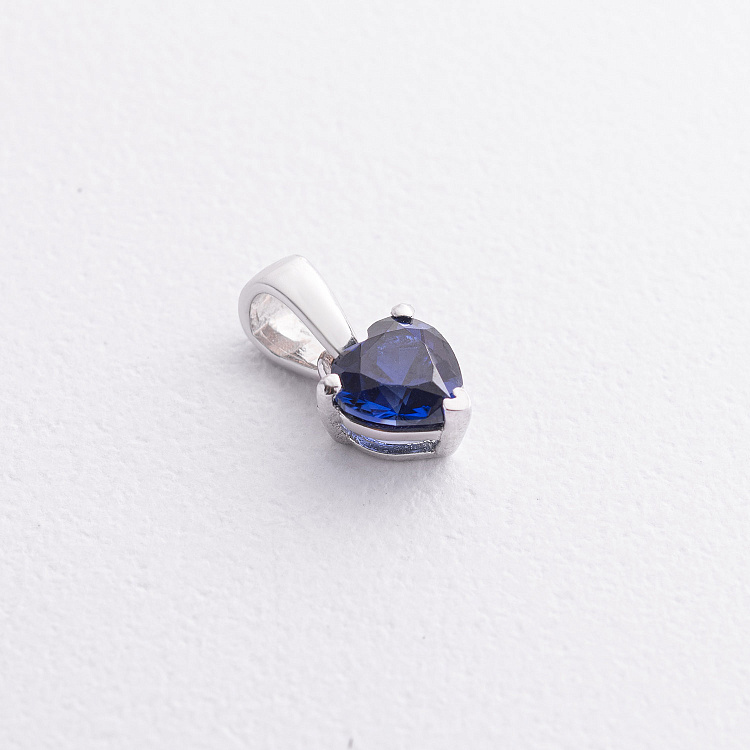 Серебряный кулон "Сердечко" (синт. сапфир) 3018/1р-HSPH от ювелирного магазина Оникс
