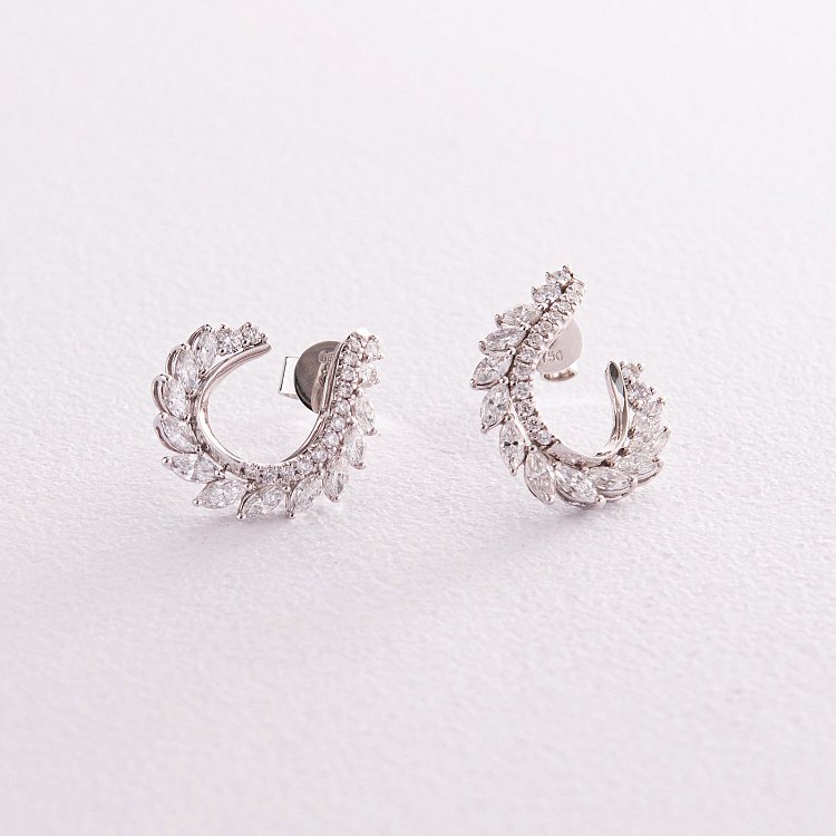 Золотые серьги - пусеты с бриллиантами сб0407nl от ювелирного магазина Оникс - 2