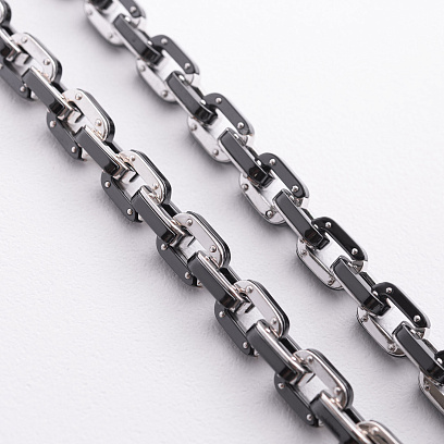 Чоловічий срібний ланцюжок (кераміка, фіаніти) 1728 №4