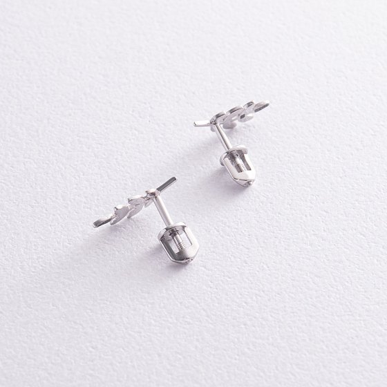 Сережки - пусети "Гілочки" в білому золоті с07014 №5