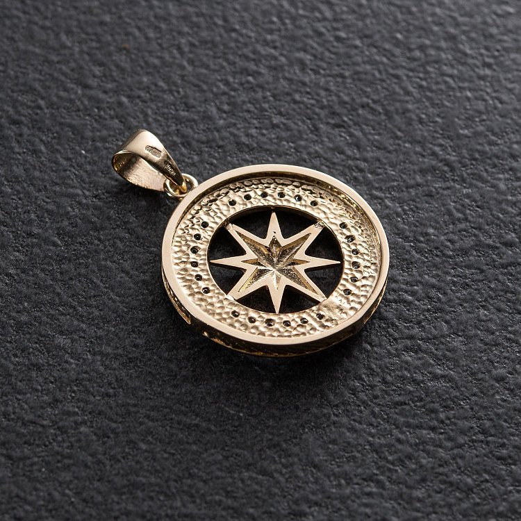 Кулон "Роза ветров" в желтом золоте п03331 от ювелирного магазина Оникс - 3