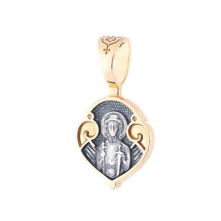 Срібна ладанка з чорнінням і позолотою 132510 від ювелірного магазину Онікс - 2