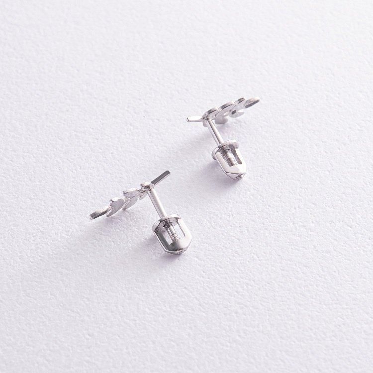 Сережки - пусети "Гілочки" в білому золоті с07014 від ювелірного магазину Онікс - 4