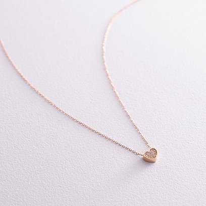 Колье "Сердечко" с фианитами (красное золото) кол02295 №3