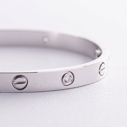 Жесткий браслет "Love" с бриллиантами (белое золото) 531761121 №8