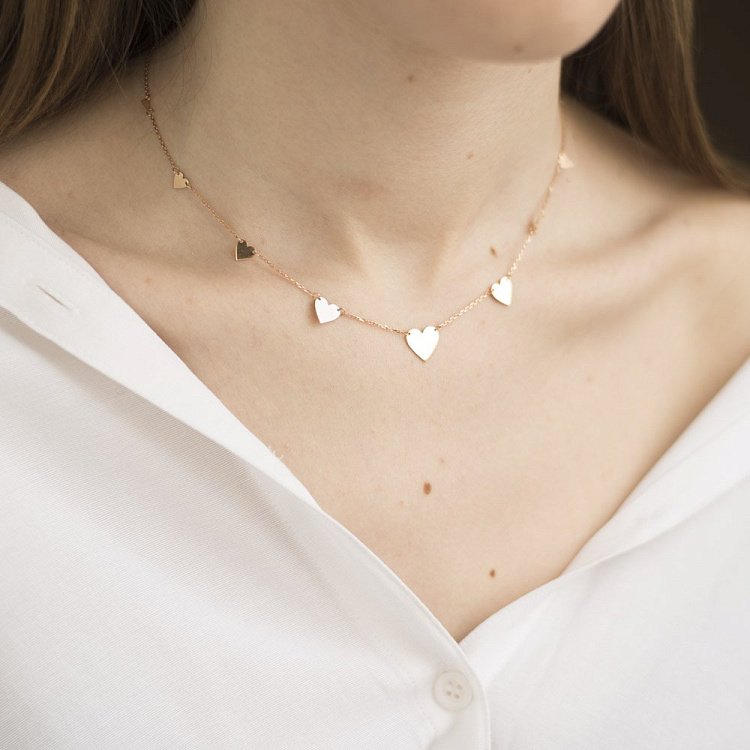 Золотое колье "От сердца к сердцу" кол01444 от ювелирного магазина Оникс - 3