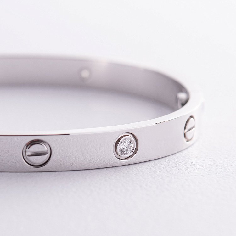 Жесткий браслет "Love" с бриллиантами (белое золото) 531761121 от ювелирного магазина Оникс - 7