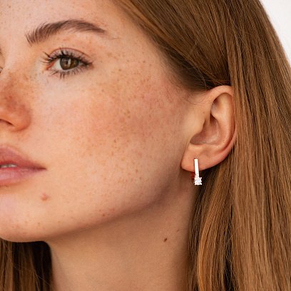 Золотые серьги с фианитами с07895 №4