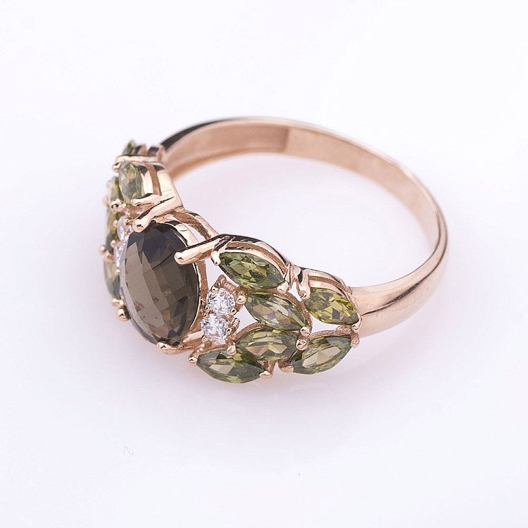 Золота каблучка з натуральними каменями к05139 від ювелірного магазину Онікс - 1