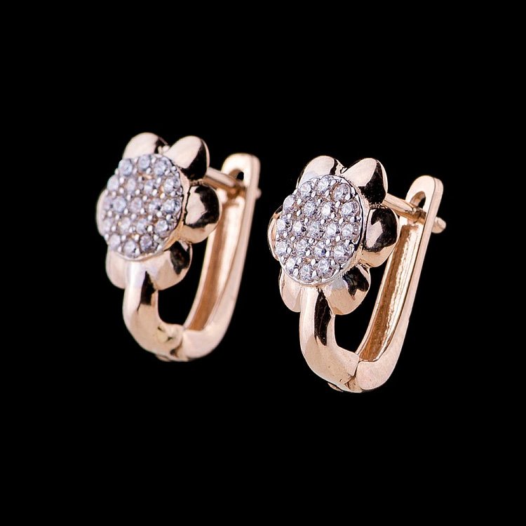 Золотые серьги "Цветочки" с04583 от ювелирного магазина Оникс - 1