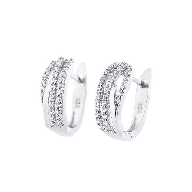 Серебряные серьги с фианитами (родий) 121217 от ювелирного магазина Оникс - 3