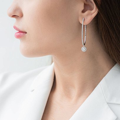 Сережки в білому золоті з діамантами сб0027mi №2