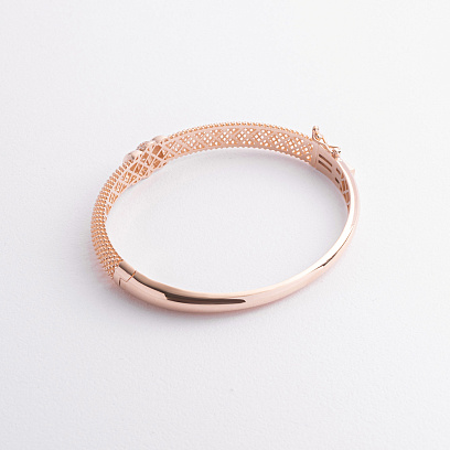 Жорсткий браслет "Marie" у червоному золоті (фіаніти) б05587 №5