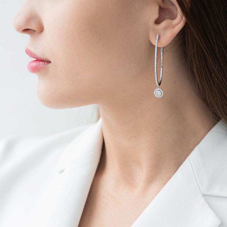 Сережки в білому золоті з діамантами сб0027mi від ювелірного магазину Онікс - 1