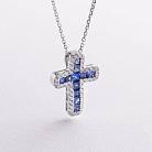 Колье "Крестик" в белом золоте (бриллианты, сапфиры) колб0201mi от ювелирного магазина Оникс