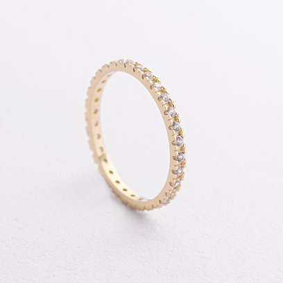 Кольцо с дорожкой камней в желтом золоте к08278