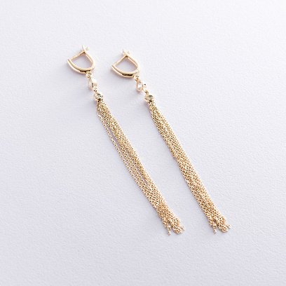 Серьги "Игривость" в желтом золоте (фианиты) с06877