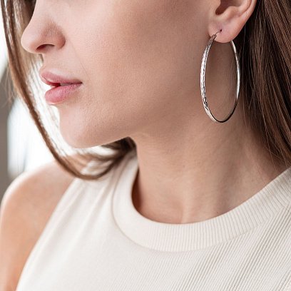 Сережки - кільця в сріблі (5.9 см) 122952 №2