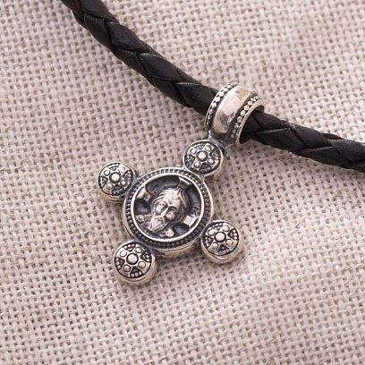 Срібний хрестик з чорнінням "Спас Нерукотворний. Ангел Хранитель" 13447 №5