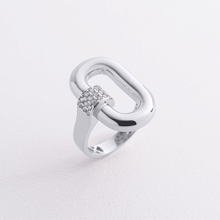 Кольцо "Alice" в белом золоте (фианиты) к08374 от ювелирного магазина Оникс - 1