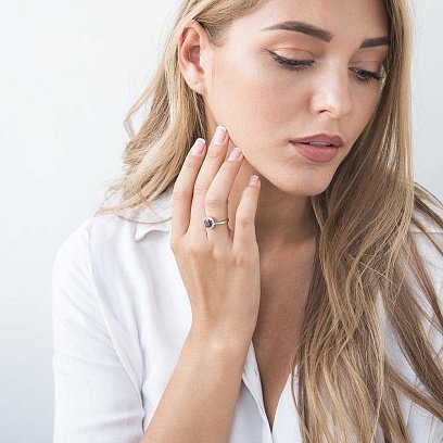 Золотое кольцо (дымчатый топаз, фианиты) к02124б №4