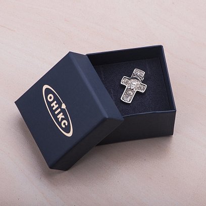 Серебряный крест "﻿Спас Нерукотворн​ый. Святитель Николай. Покров Пресвятой Богородицы" с чернением 132402 №6