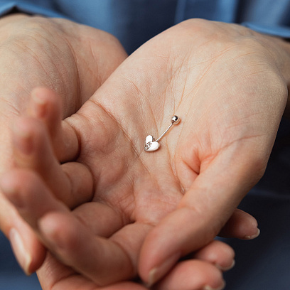 Золотий пірсинг у пупок "Сердечко" (фіаніти) пир00277 №2