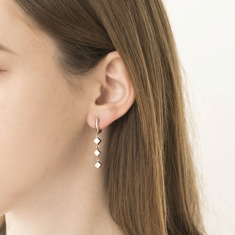 Золоті сережки "Квадратики" с05923 від ювелірного магазину Онікс - 3