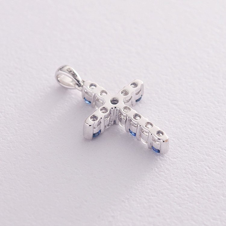 Золотий хрестик з сапфірами і діамантами п199 від ювелірного магазину Онікс - 2