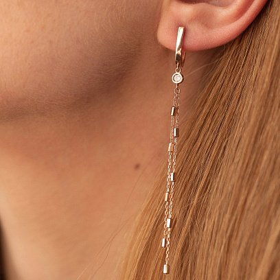 Висячие серьги из красного золота с08632 №4