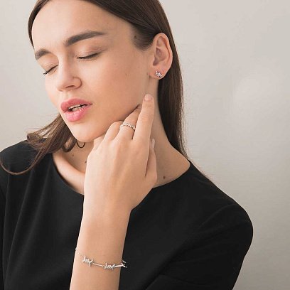 Срібні сережки з фіанітами 121710 №2