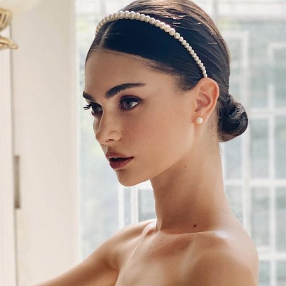 Серебряные серьги-пусеты (культ. пресн. жемчуг) 8 мм 121025 №4