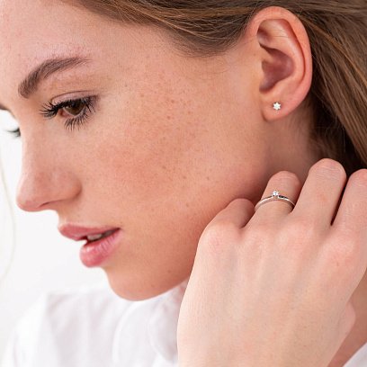 Золота заручальна каблучка з діамантом кб0356y №2