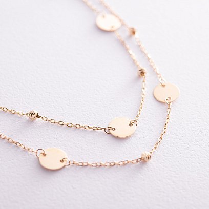 Двойное колье "Монетки" из желтого золота кол01874 №4