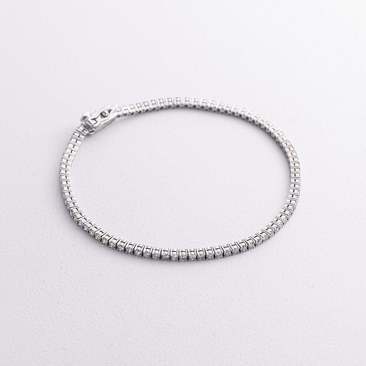 Браслет Теннис в белом золоте с белыми бриллиантами бр3026.1 от ювелирного магазина Оникс