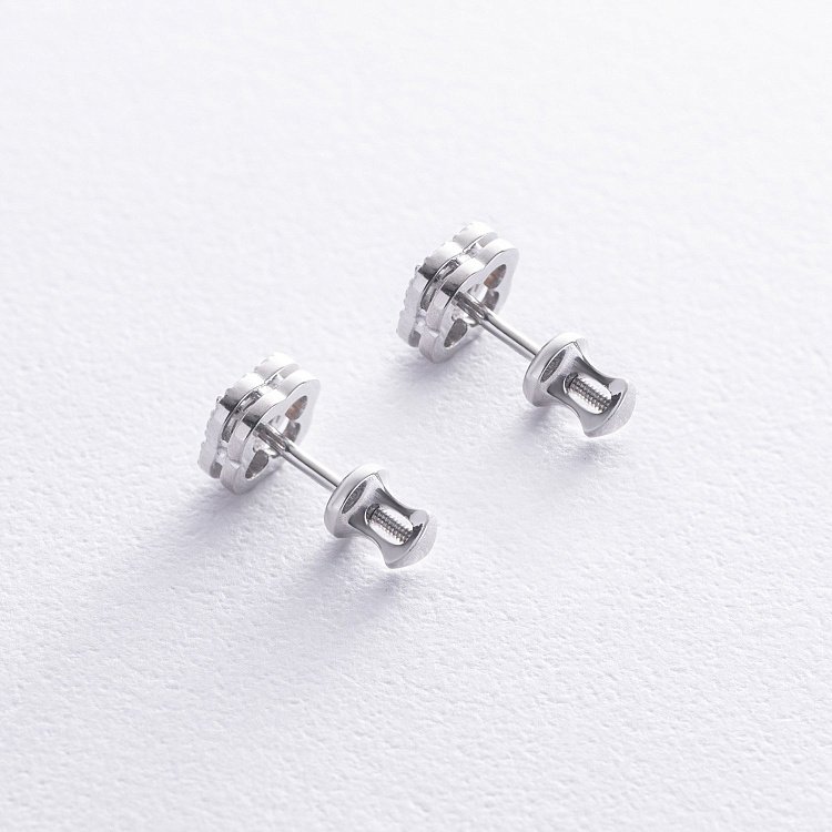 Золотые серьги - пусеты "Клевер" (бриллианты) 333811121 от ювелирного магазина Оникс - 4