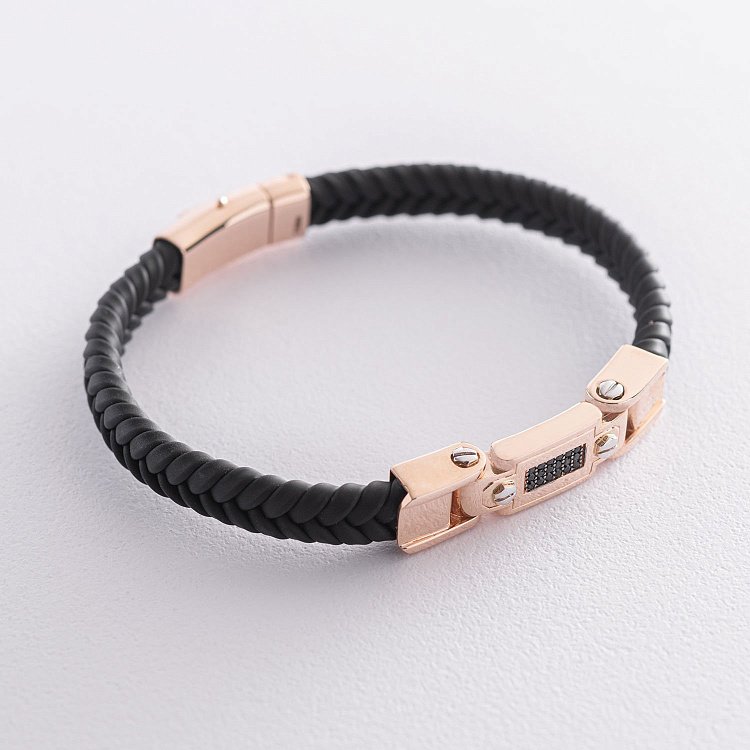 Каучуковий браслет з червоного золота (фіаніти) ﻿б03994 від ювелірного магазину Онікс