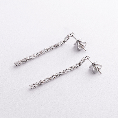 Сережки - пусети в білому золоті (діаманти) сб0699nl №3