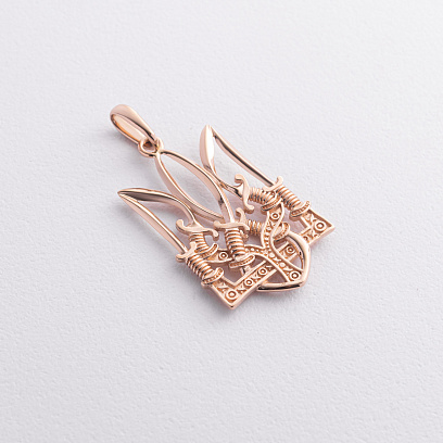 Підвіска "Тризуб з шаблями" у червоному золоті п03803