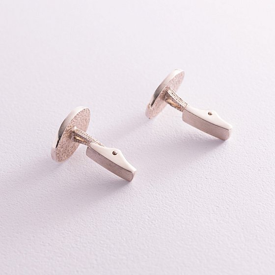 Серебряные запонки с эмалью 25002 №2