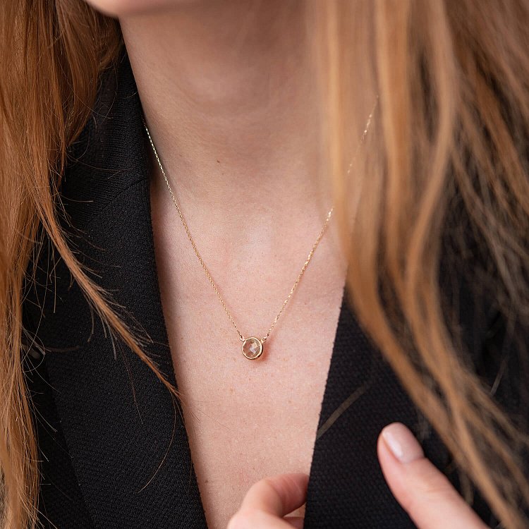 Золотое колье (зеленый аметист) кол01342 от ювелирного магазина Оникс - 3