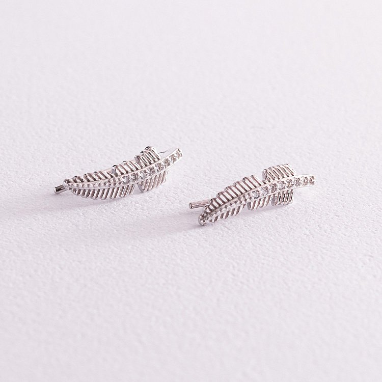 Серьги - клаймберы в серебре (фианиты) 123143 от ювелирного магазина Оникс