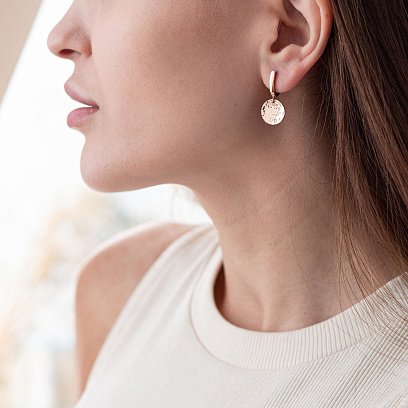 Серьги "Солнечные зайчики" в красном золоте с06749 №3