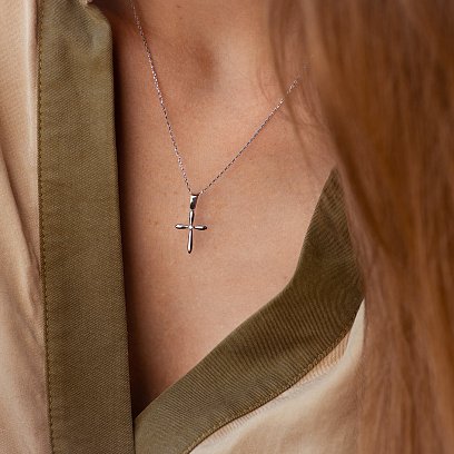 Золотое колье "Крестик" с фианитом кол02191 №5