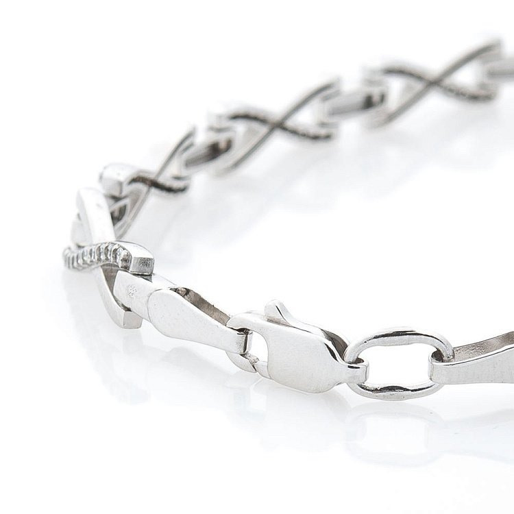 Срібний браслет "Нескінченність" (фіаніти) 14718 від ювелірного магазину Онікс - 1