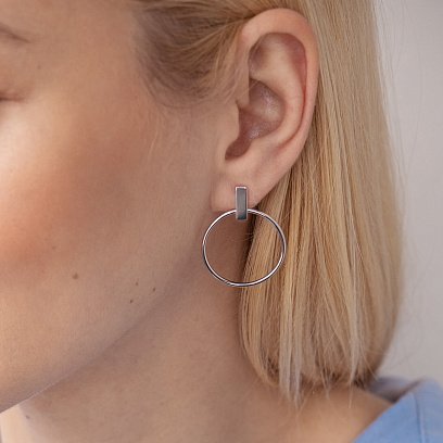 Серьги - пусеты "Уверенность" в белом золоте с07883 №3