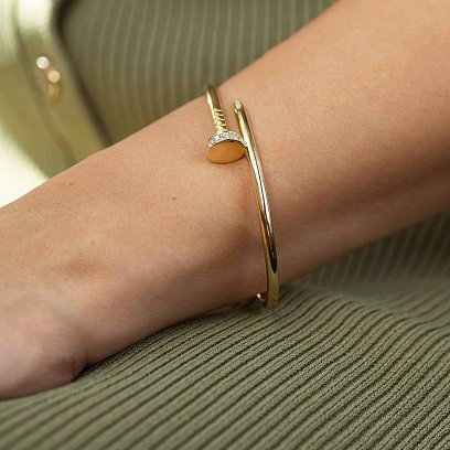 Жорсткий золотий браслет "Цвях" (діаманти) бб0035м №2