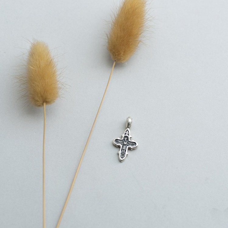 Срібний хрестик з розп'яттям (чорніння) 131726 від ювелірного магазину Онікс - 3