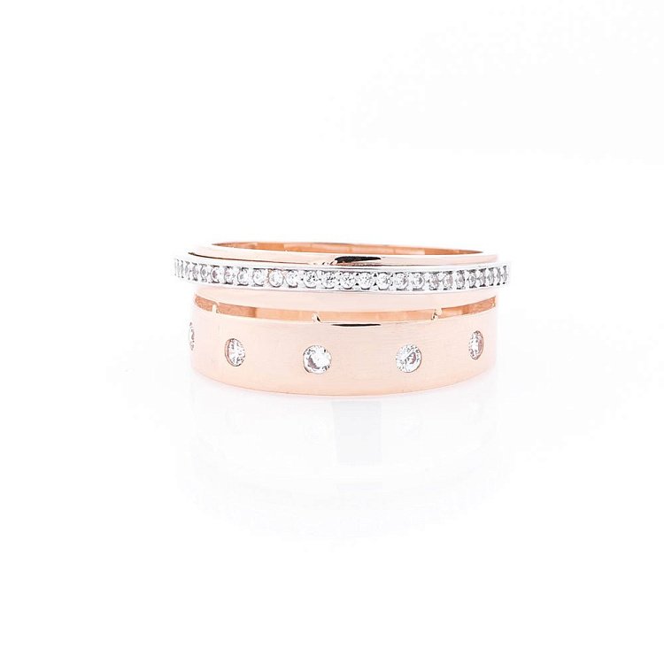 Золота каблучка з фіанітами к05479 від ювелірного магазину Онікс - 2